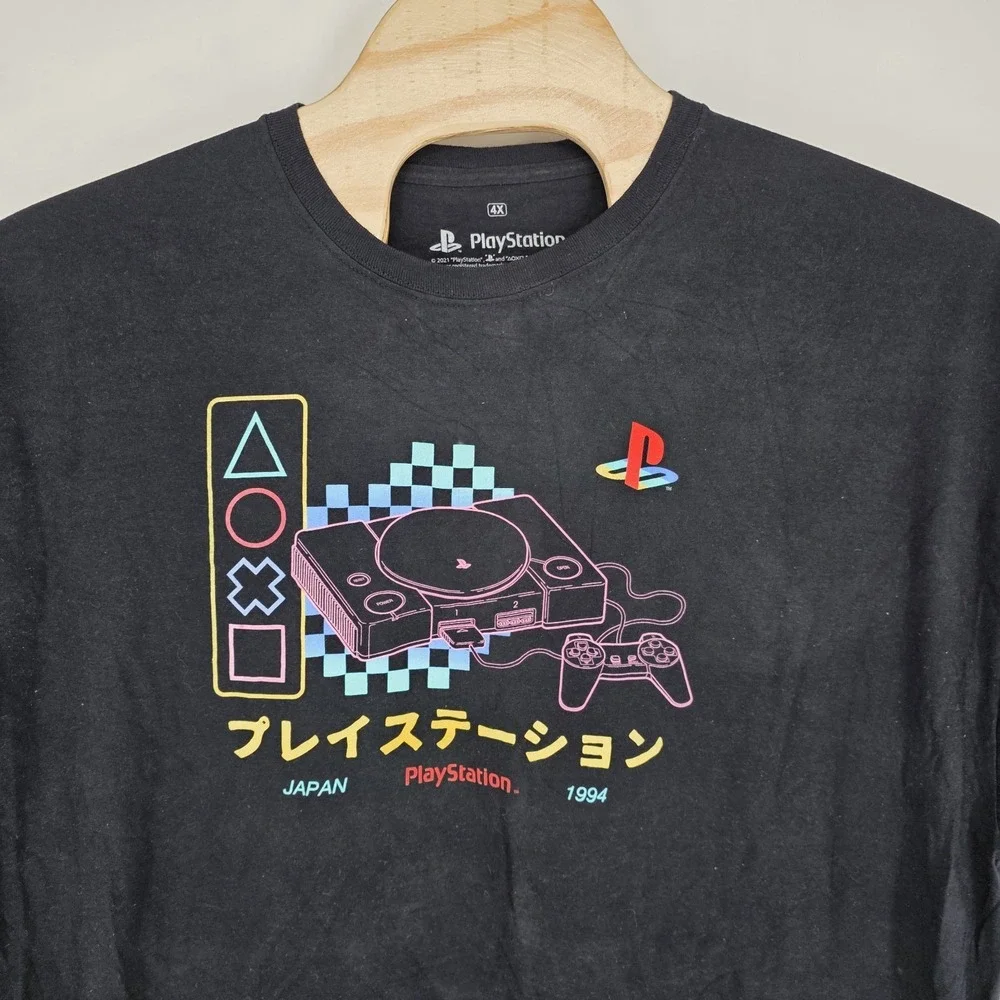 PlayStation Shirt Mens 4X Black Gamer Japan 1994 Video Games Action Controller